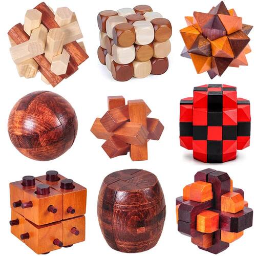 Classic  Puzzle Wooden Brain Teasers for Adults Kids Educati