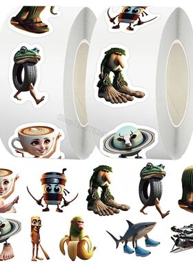 500pcs/Roll Italian Brainrot Meme Stickers Funny Abstract Tu