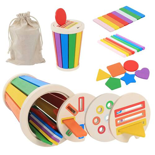 Montessori Color Sorting Stacking Toys for Toddlers Wooden F