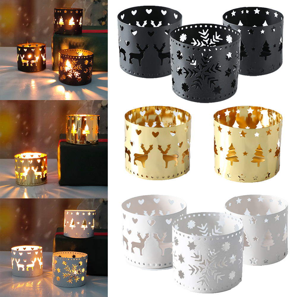 Christmas Iron Hollow Candle Holder Candlestick Xmas New Yea