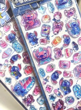 Cute Cartoon  Stitch 3D Resin Stickers Anime Themed DIY Scra