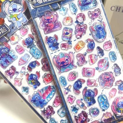 Cute Cartoon  Stitch 3D Resin Stickers Anime Themed DIY Scra