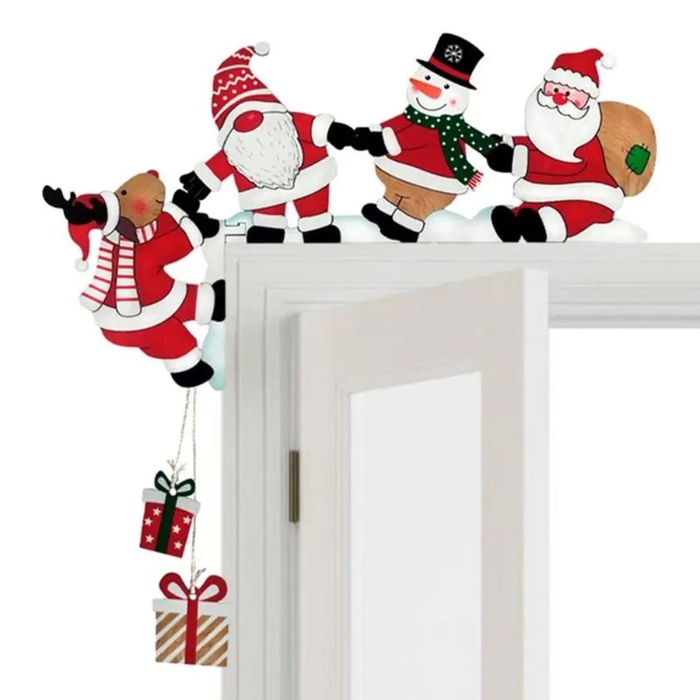Christmas Wood Door Corner Decor Cartoon Rabbit Elk Santa Do