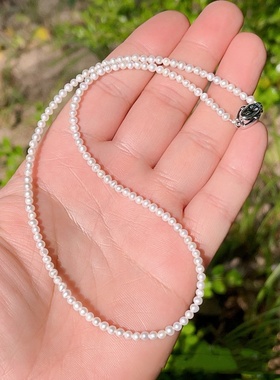 天然淡水珍珠小米珠3mm气质项链