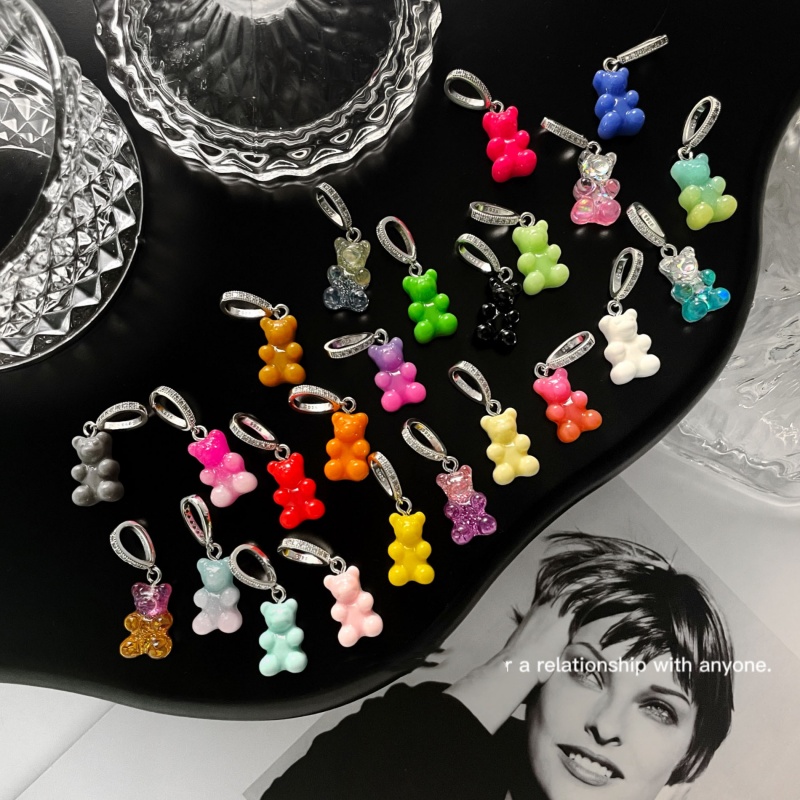 高品质s925纯银夏日彩色软糖小熊吊坠权志龙同款多巴胺女项链坠