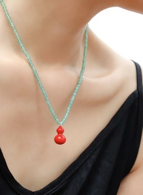 新款红色葫芦项链轻奢高级感锁骨链女饰品小众配饰明星同款毛衣链
