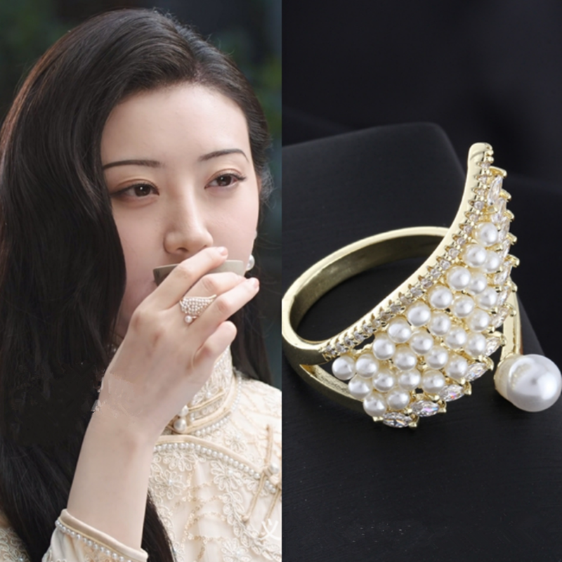 司藤珍珠戒指女景甜同款高级感轻奢时尚个性百搭开口可调节食指戒