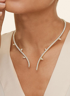 小众设计感开口项圈水钻项链