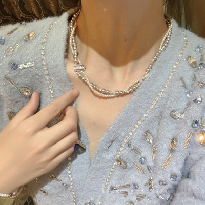 珍珠双层女高级感锁骨链项链