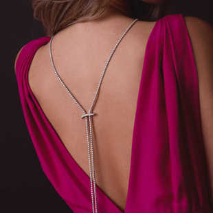 性感水钻后背链新品个性时尚长款流苏项链派对宴会饰品Back chain