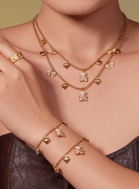 满钻小熊高级感手脚链耳环项链