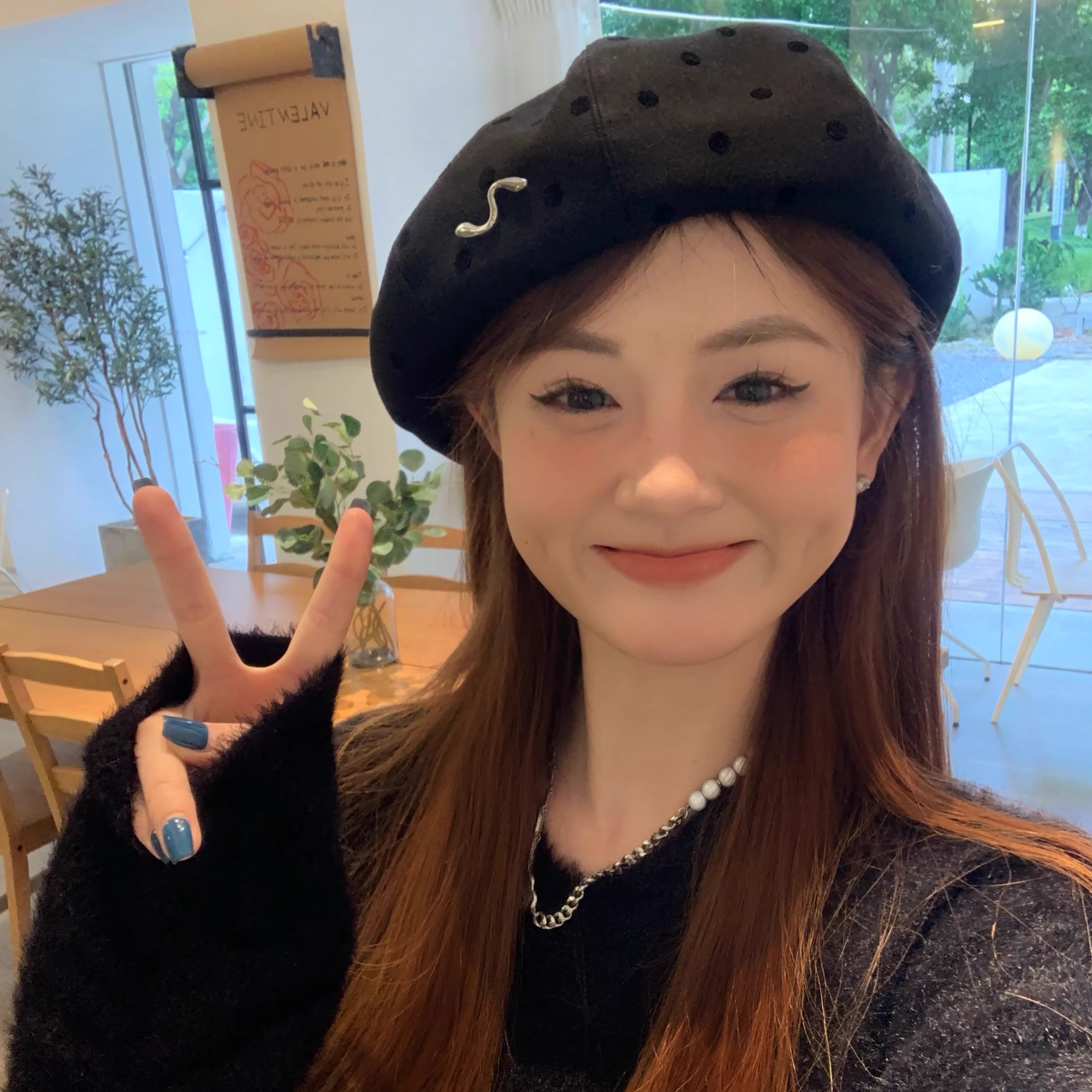 出街秋冬帽子休闲复古芒波点时髦