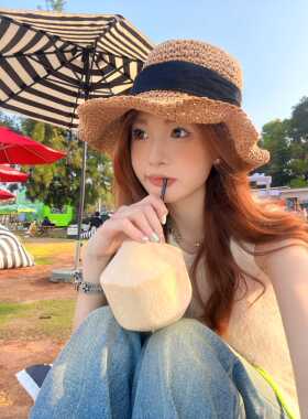 CDLM陈大刘芒 【随意捏造型】不挑搭配草帽蝴蝶结大帽檐防晒百搭