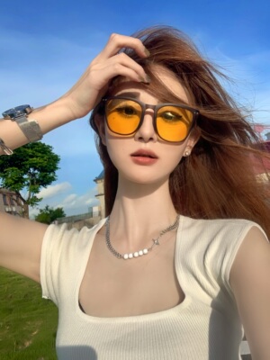CDLM陈大刘芒 折叠墨镜女高级感ins防紫外线强光大脸显瘦太阳眼镜