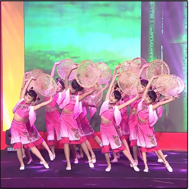 舞蹈之乡小荷风采第四届儿童演出服幼儿喜雨舞蹈服斗笠道具表演服
