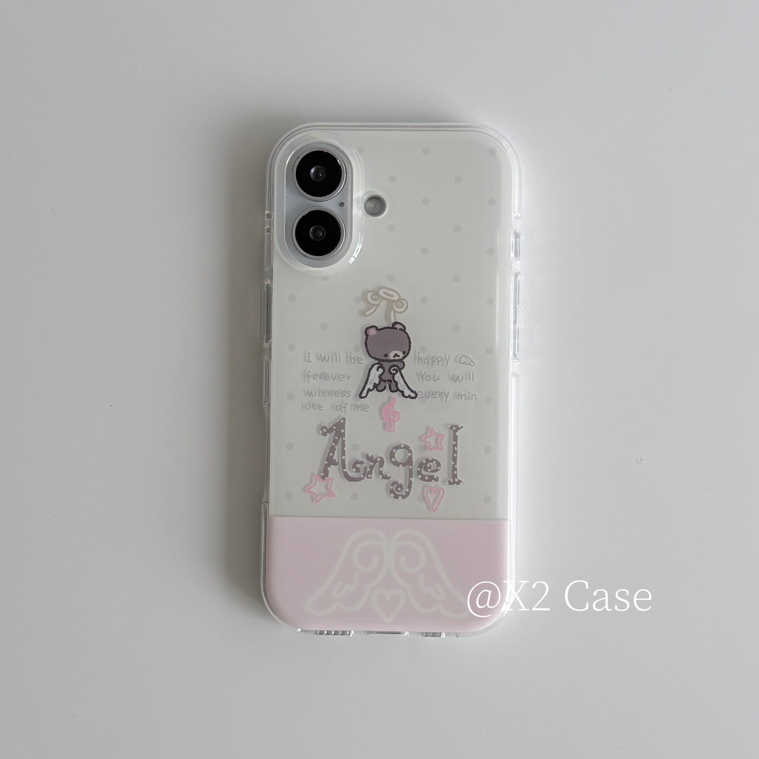 X2 Case「失落天使小熊」时髦小众插画双层苹果15pro适用17苹果16Pro Max手机壳iphone17pro全包新款14保护套