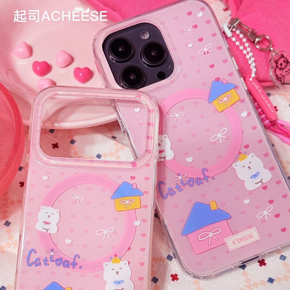 起司ACheese【揣手手】磁吸原创猫猫可爱设计光面imd手机保护壳 粉色苹果手机壳17pm17pro
