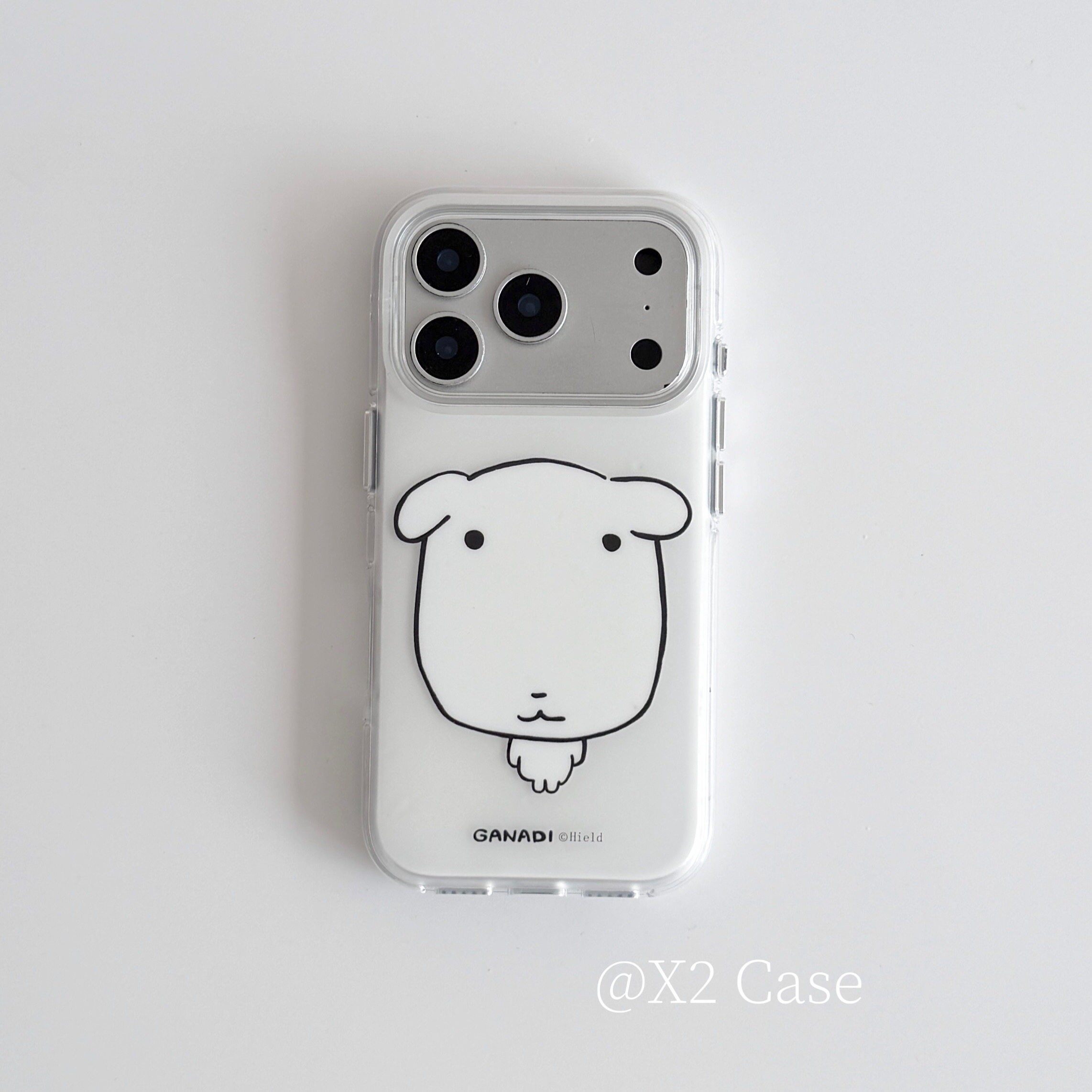 X2 Case韩系软萌可爱白底线条呆呆小狗磨砂15pro适用17苹果16Pro Max手机壳iphone17pro新款14保护套全包防摔