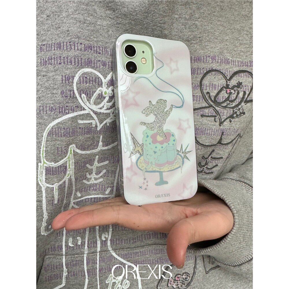 OREXIS原创双层闪粉蛋糕兔子星星粉色可爱全包iphone16promax手机保护壳适用苹果15pro防摔亮面16pro保护套