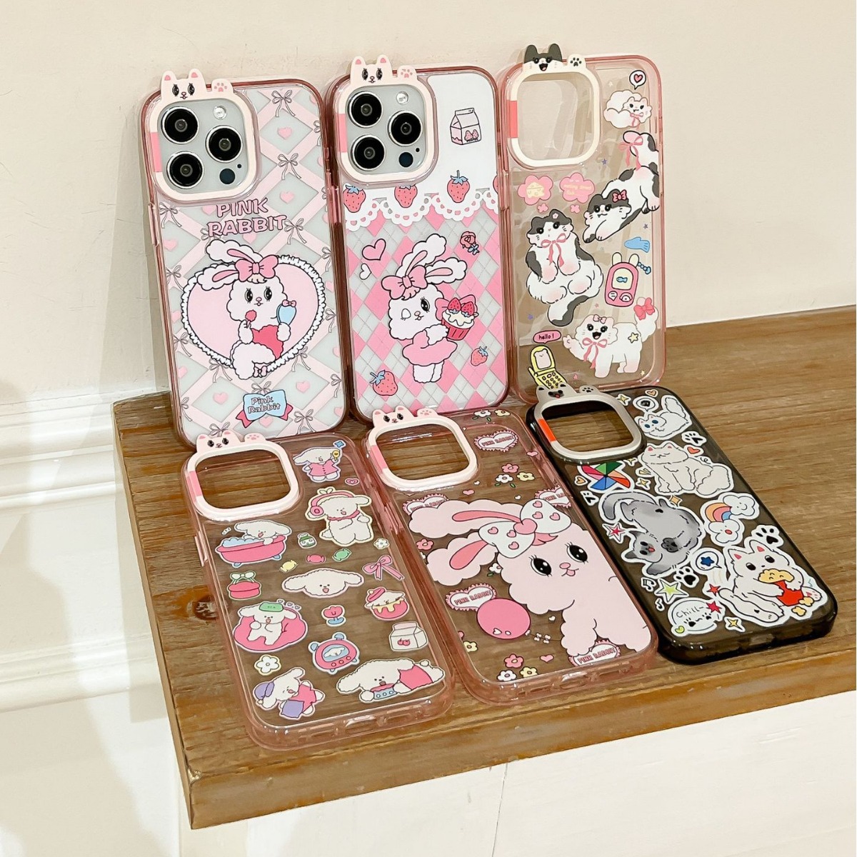 苹果手机壳新款ins潮牌氧气狗可爱猫咪与兔子适用苹果iPhone16promax手机壳防摔苹果15pro保护套全包透明情侣