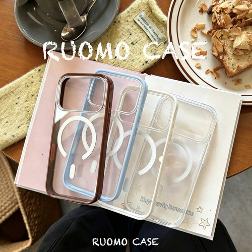 RUOMO原创2026新款贝贝壳17pro磁吸17pro Max手机壳苹果16Pro超薄裸机15镜头加高保护套不撞款情侣保护壳