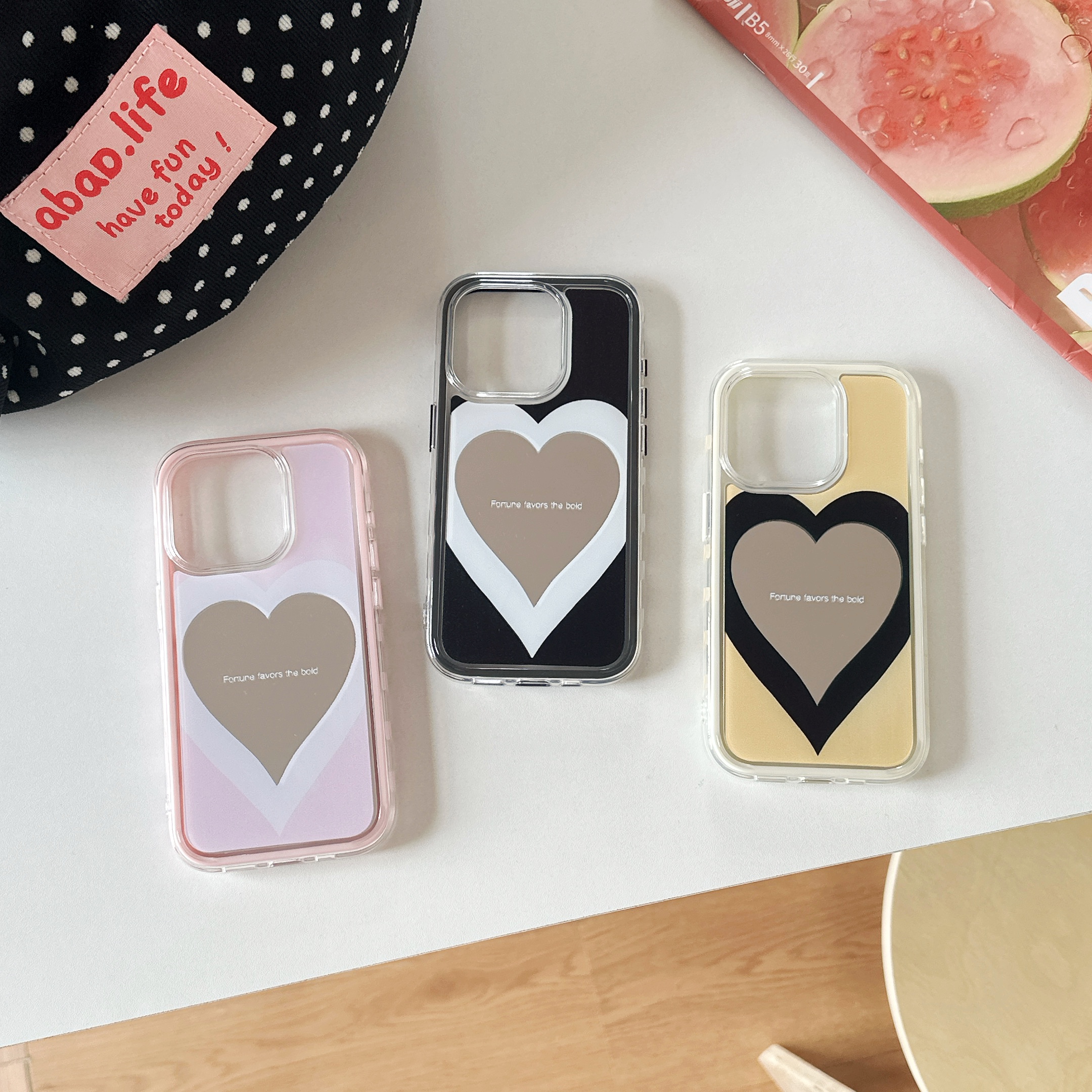 苹果手机壳新款韩系高级感镜面爱心适用iphone16promax防摔保护套情侣苹果15pro手机壳14pro双层高级感女