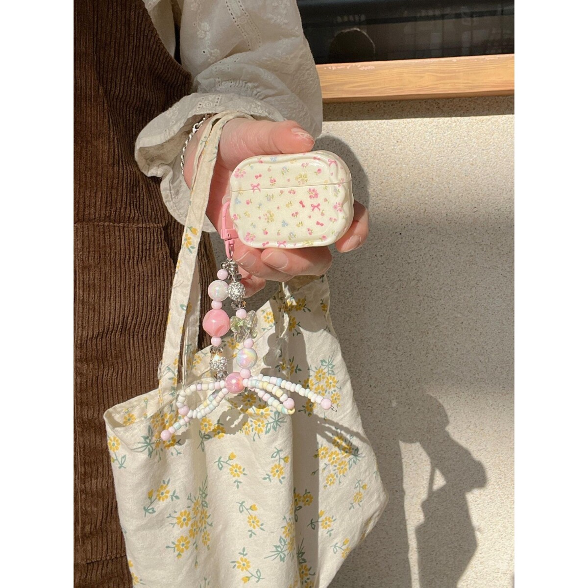 苹果耳机壳新款ins奶黄色蝴蝶结小碎花适用苹果无线蓝牙airpods pro耳机保护套1