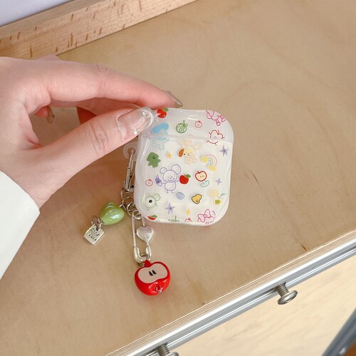 苹果耳机壳新款趣味卡通涂鸦插画适用苹果耳机保护套airpods4无线蓝牙耳机壳三四