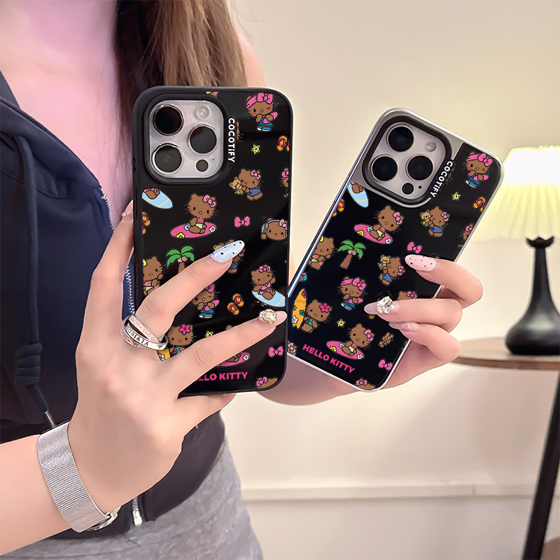 镜面度假HelloKitty凯蒂猫14proMax可爱适用于苹果iPhone16ProMax手机壳15Pro网红14防摔13高级感12保护套女