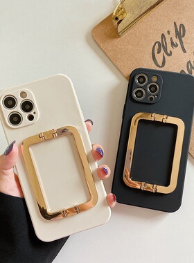 ins气质奶白金属方扣14/13Pro/Max苹果11/12/SE手机壳女神款iPhone7p简约8plus液态硅胶软壳个性创意17高级感