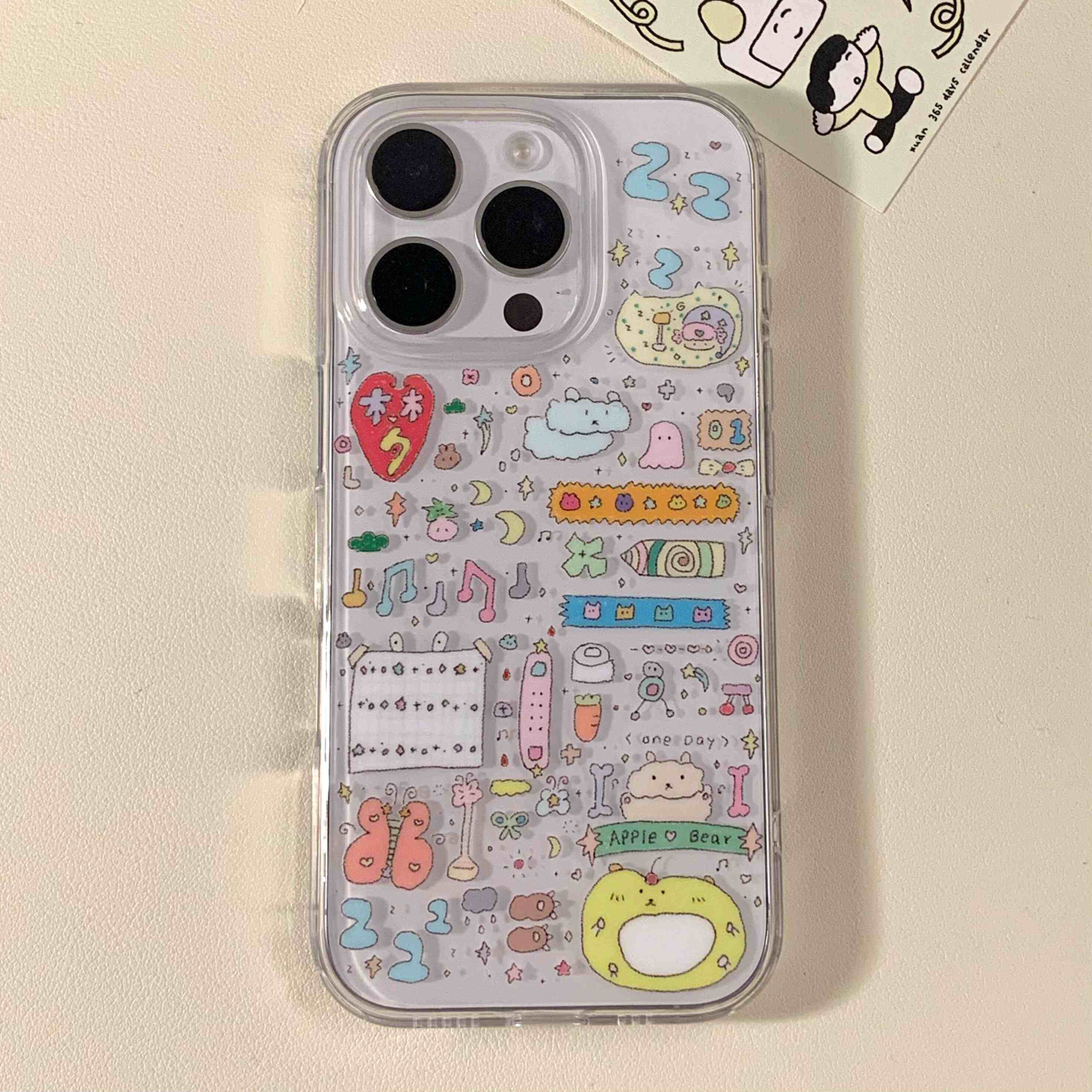 叉烧欢乐店原创可爱涂鸦卡通透明imd双层全包防摔手机保护壳16pro 16Promax/16/15promax 15 1314Promax