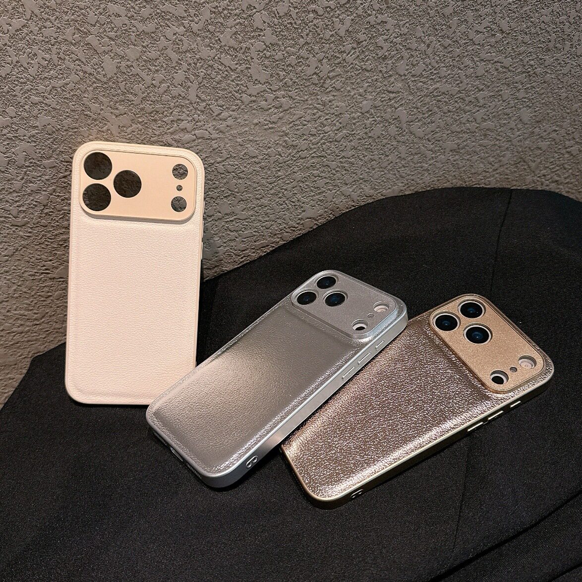 苹果手机壳新款简约精孔适用iPhone17promax高级感保护套苹果17pro素皮纹哑光金全包17百搭情侣手机壳防摔软