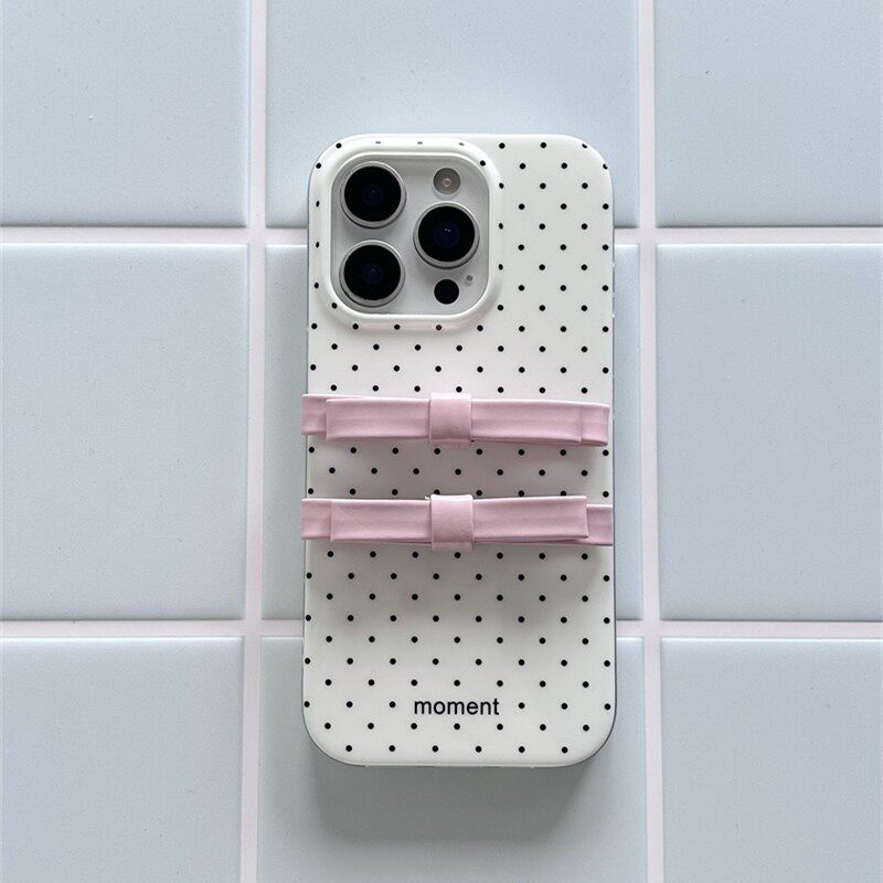 freeeedoooomMiu风粉色蝴蝶结黑白波点适用iPhone17promax苹果15手机保护壳14少女心13日韩ins风小众16少女心