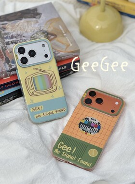 GeeGee｜无信号 原创双层IMD复古全包手机壳磨砂/光面橙色格纹星