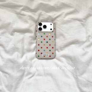 SHERRY 素适用于苹果17ProMax手机壳iPhone16Pro小众少女心15简约14小清新卡通可爱高级 ins风彩色鎏金波点元