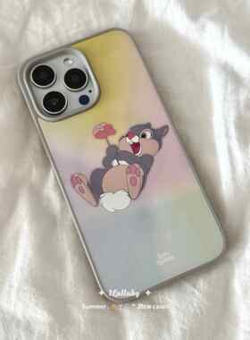 1Lullaby小众可爱桑普兔小鹿斑比手机保护壳支持磁吸云朵灰框韩系可爱适用于 于苹 果iphone15promax141312包