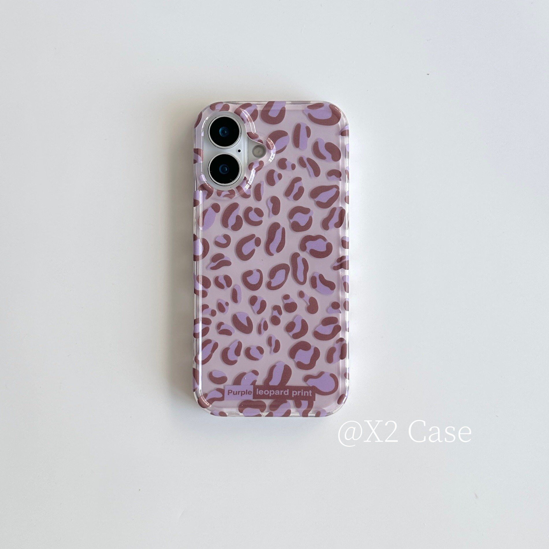 X2 Case时髦小众辣妹风浅紫色豹纹满屏双层苹果15pro适用17苹果16Pro Max手机壳iphone16pro全包新款14保护套