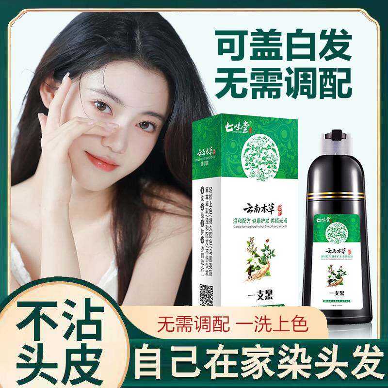 莱雅遐云南本草一支黑染发剂自己在家染发膏泡泡染发不沾头皮盖白