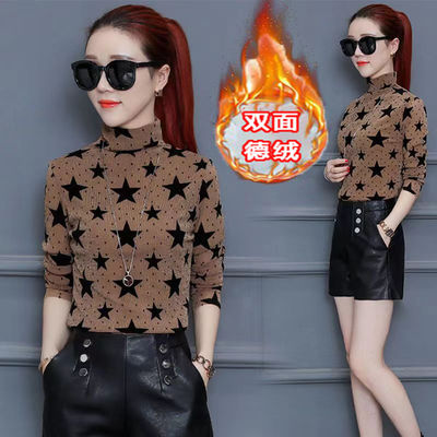 长袖韩版厚印花双面德绒女士保暖