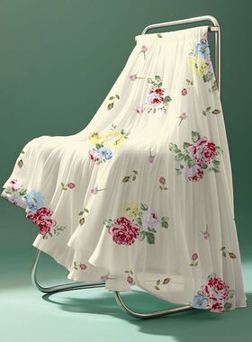 2025夏新款碎花雪纺半身裙胖mm遮胯高腰洋气中长款a字过膝半身裙