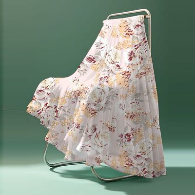 夏季雪纺半身裙女洋气时尚A字裙中长款显瘦广场舞裙子碎花过膝裙