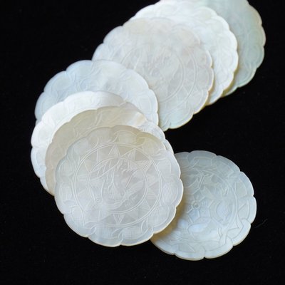 西洋古董螺钿贝壳雕刻珠宝镶嵌片