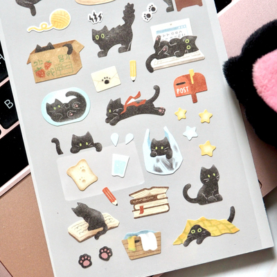 Suatelier 黑猫玄猫毛孩子田园猫猫奴生活手帐装饰diy贴纸画学生
