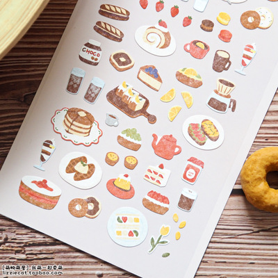 韩国suatelier 蛋糕曲奇甜甜圈甜品卡路里diy手帐日记装饰贴纸画