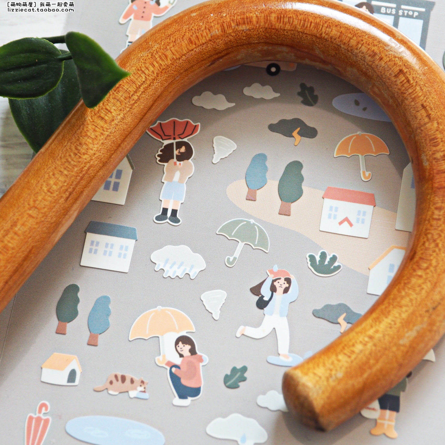 韩国suatelier 下雨天女孩雨伞水乌云心情ins手帐日记装饰diy贴纸,文具电教/文化用品/商务用品,贴纸/立体贴纸,淘宝优惠券,粉丝福利购,淘宝优惠卷