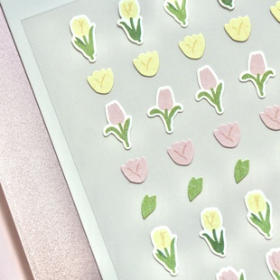 韩国suatelier 郁金香花朵网红ins迷你贴纸画手帐学生标记图案