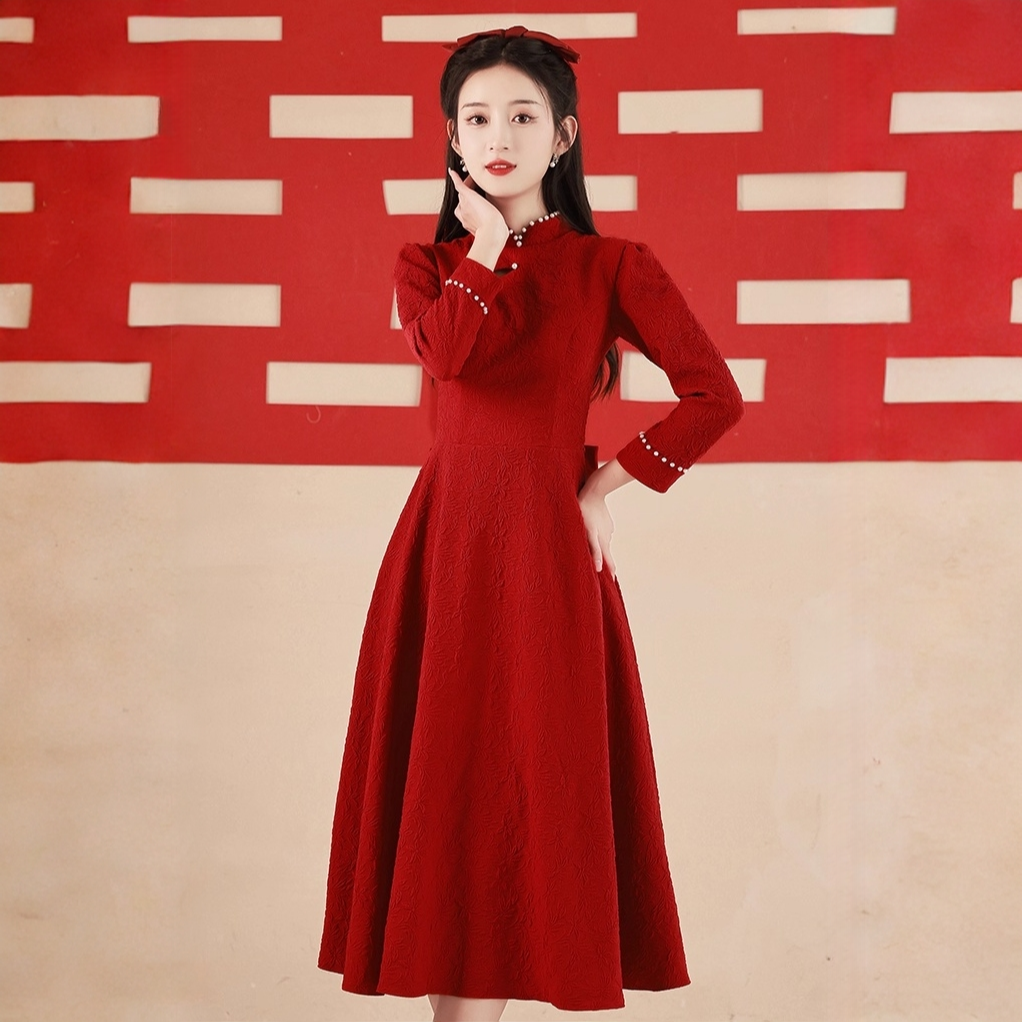 敬酒服新娘结婚订婚礼服裙秋出阁