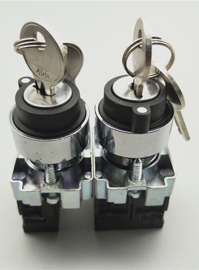 22MM XB2-BG21钥匙锁两档三档BG33选择旋转换按钮开关ZB2-BE101C