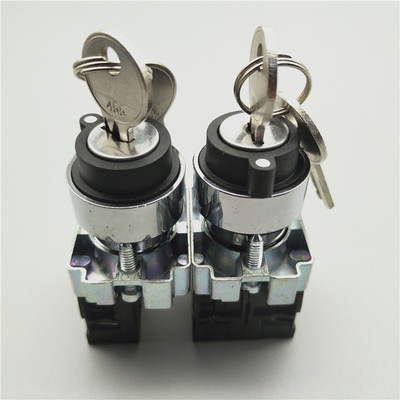 22MM XB2-BG21钥匙锁两档三档BG33选择旋转换按钮开关ZB2-BE101C