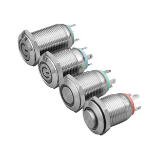 12mm金属按钮开关自锁复位防溅水环形发光LED灯高头3V5V6V12V24V